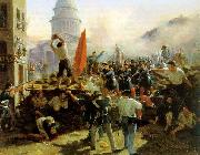 Horace Vernet Painting of a barricade on Rue Soufflot Germany oil painting reproduction